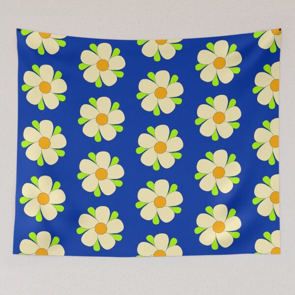 Item preview, yellow daisy blue background designed and sold by miaterinka.
