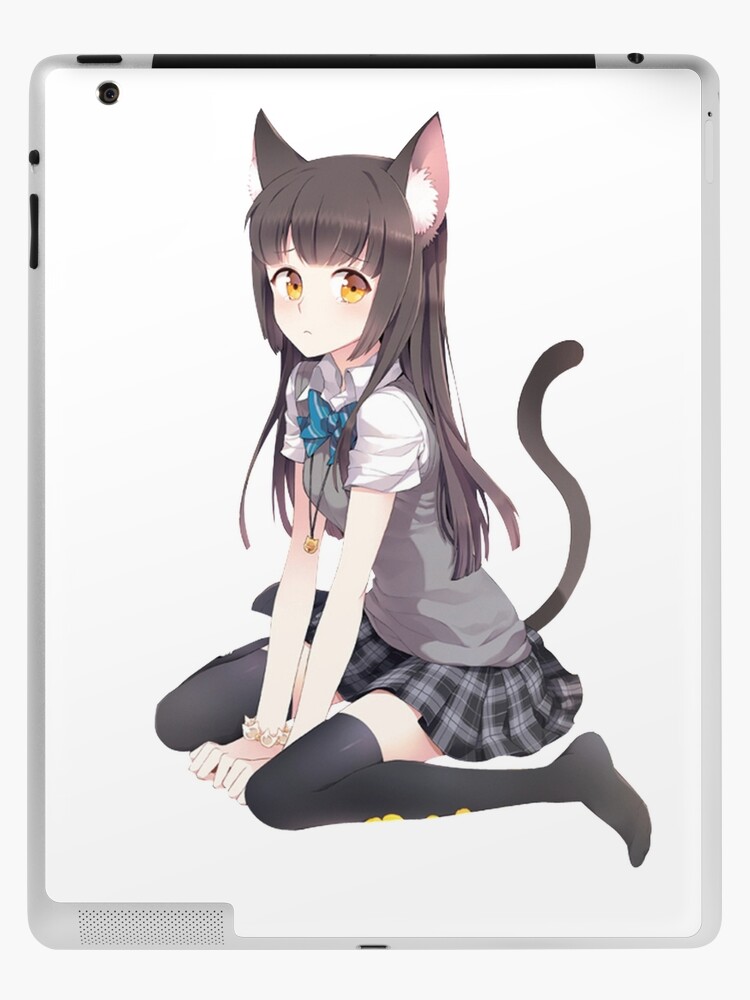 Premium Photo  Cute Anime cat girl with cat ears and a tail