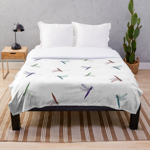 Colourful Dragonfly Design Throw Blanket