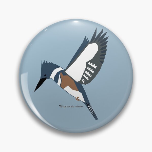 Item preview, Kingfisher Geometric Art with Scientific Name and Blue Background Default designed and sold by WildByNature.