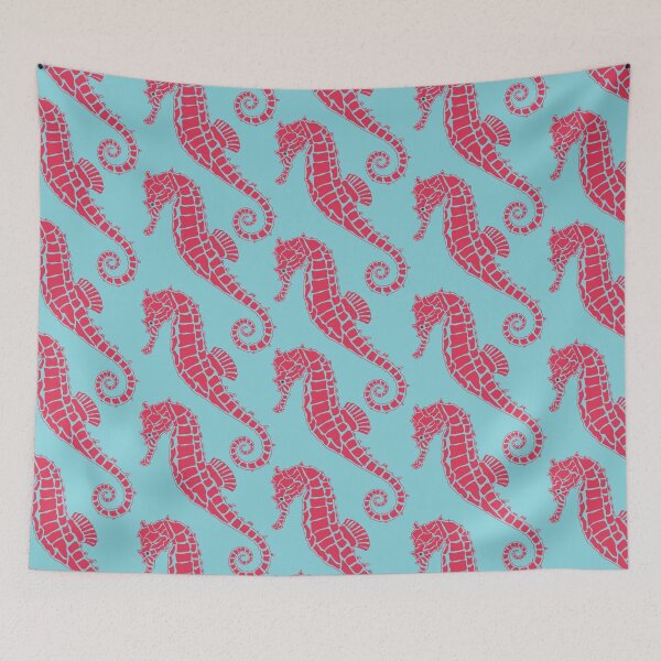 Item preview, Vivid Pink and Blue Seahorse Design designed and sold by RhubarbMyrtle.