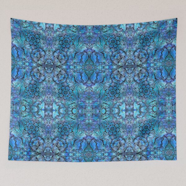 Item preview, Modern Balinese Batik Style Blue designed and sold by myrbpix.