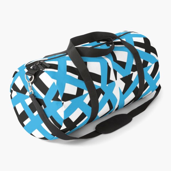 Blue, Black and White Modern Design Duffle Bag