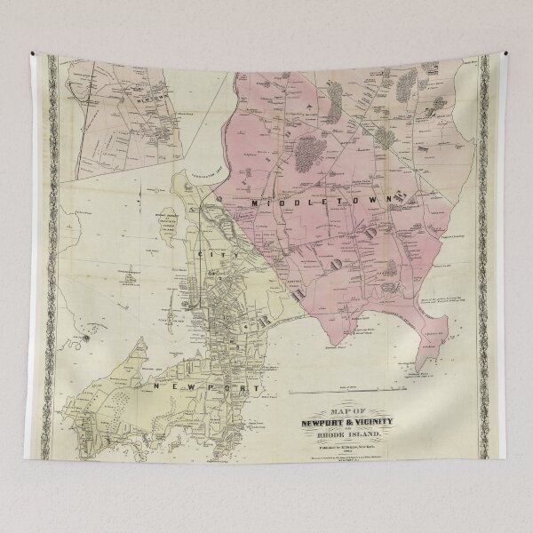 Item preview, Vintage Newport RI Environs Map (1870) designed and sold by BravuraMedia.