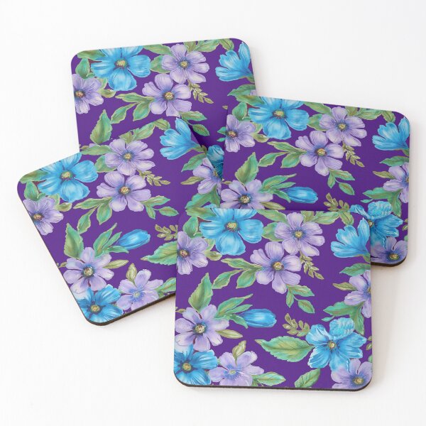 Item preview, Purple and Blue Watercolor Flowers designed and sold by Leslie Rogers Todder.
