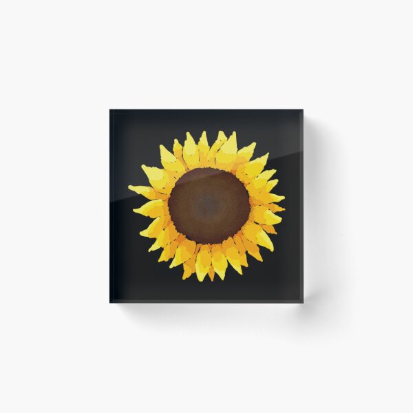 Sunflower - Black Acrylic Block