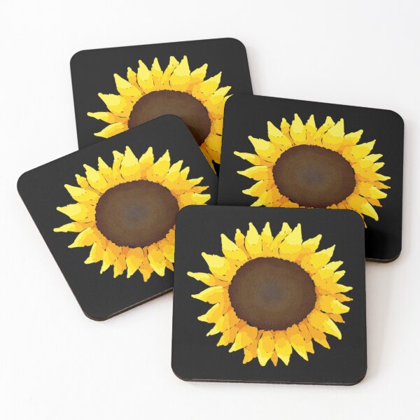 Sunflower - Black Coasters (Set of 4)