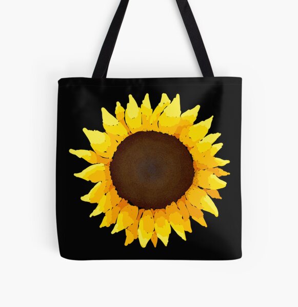 Sunflower - Black All Over Print Tote Bag