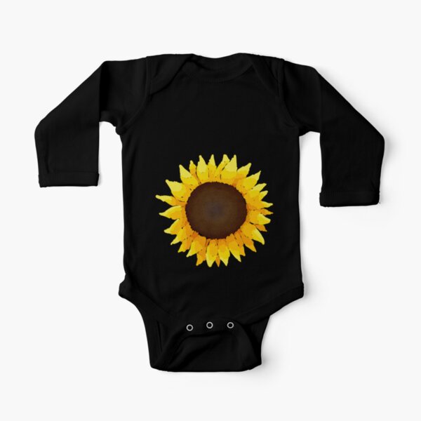 Sunflower - Black Long Sleeve Baby One-Piece
