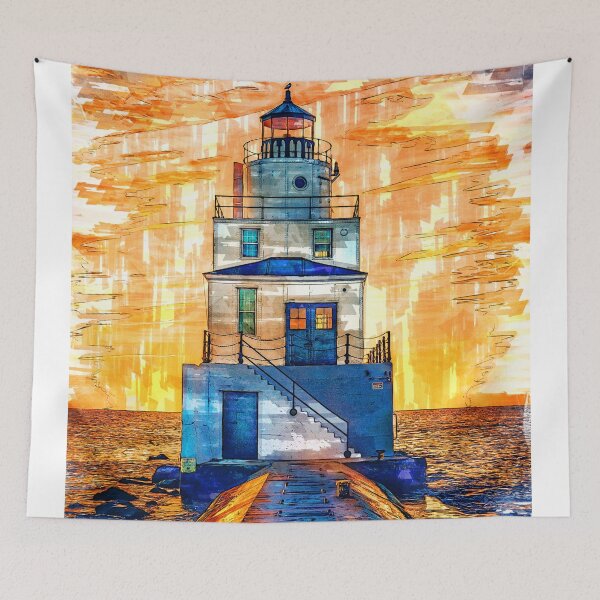 Item preview, Lighthouse Sunset USA - For Lighthouse Lovers designed and sold by ColortrixArt.
