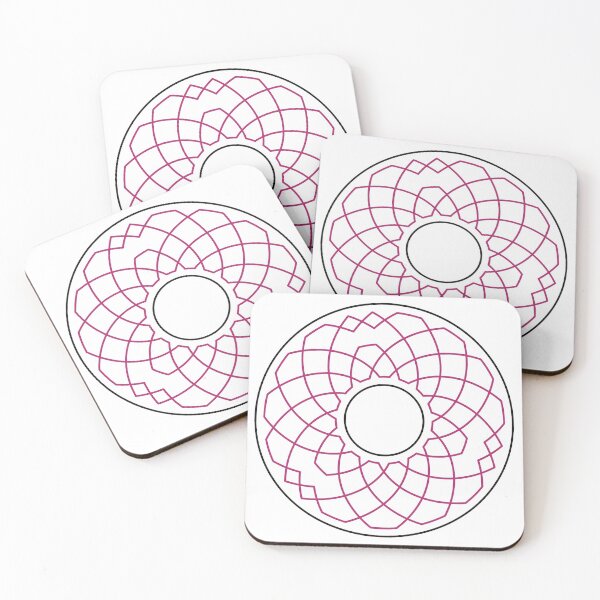 Item preview, Grandsire Doubles Method Wreath — Coasters (Red) designed and sold by RingingRoom.