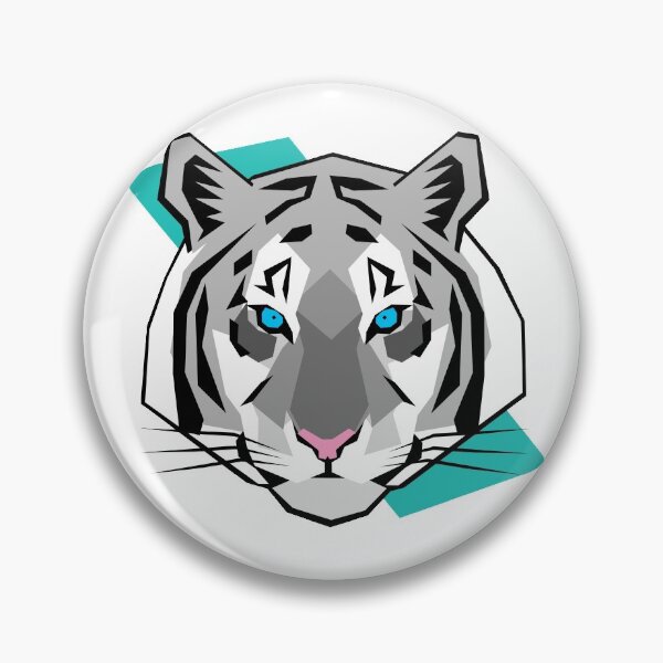 Item preview, White Tiger Geometric Art with Background Teal Shape designed and sold by WildByNature.