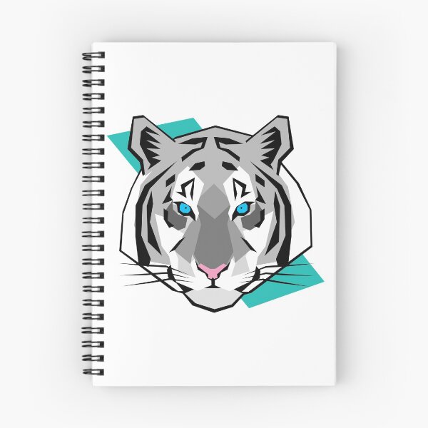 Item preview, White Tiger Geometric Art with Background Teal Shape designed and sold by WildByNature.