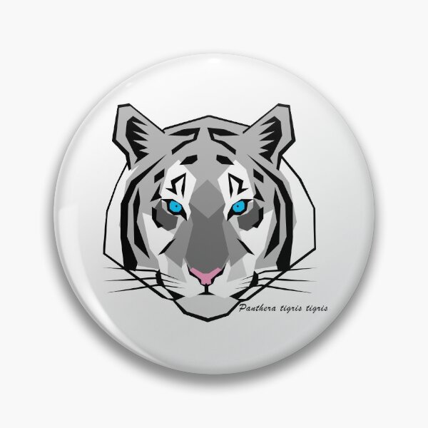 Item preview, White Tiger Geometric Art with Scientific Name Text designed and sold by WildByNature.
