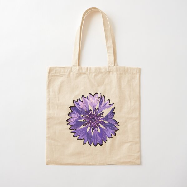 Mountain Cornflower - Black  Cotton Tote Bag