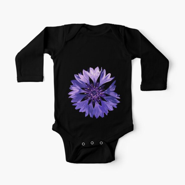 Mountain Cornflower - Black Long Sleeve Baby One-Piece