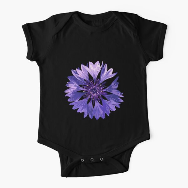 Mountain Cornflower - Black Short Sleeve Baby One-Piece