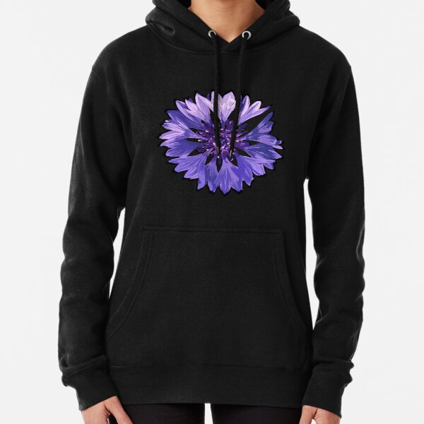 Mountain Cornflower - Black Pullover Hoodie