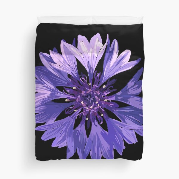Mountain Cornflower - Black Duvet Cover