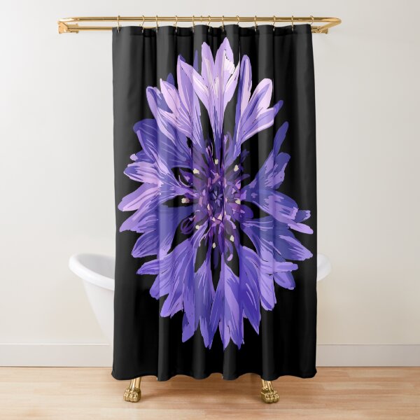 Mountain Cornflower - Black Shower Curtain