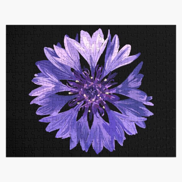 Mountain Cornflower - Black Jigsaw Puzzle