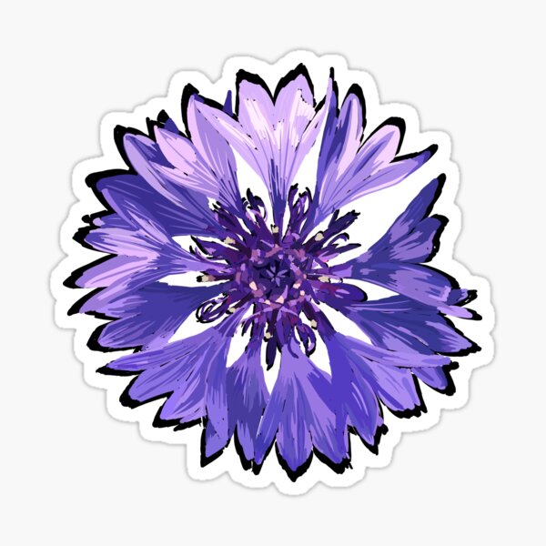 Mountain Cornflower - Black Sticker
