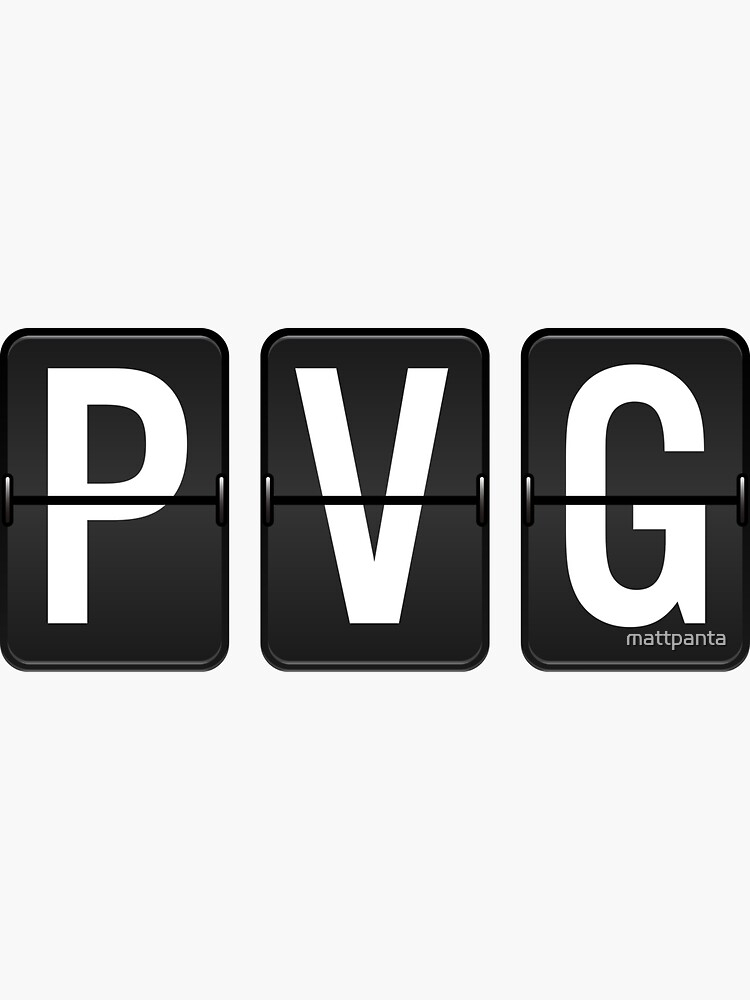 "PVG Shanghai airport code" Sticker for Sale by mattpanta Redbubble