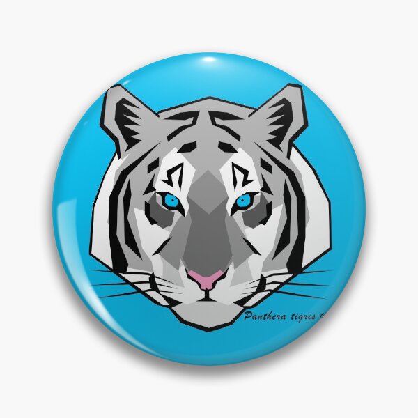 Item preview, White Tiger Geometric Art with Blue Background and Scientific Name Text designed and sold by WildByNature.
