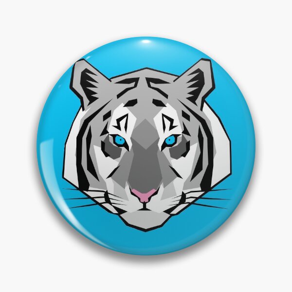 Item preview, White Tiger Geometric Art with Blue Background designed and sold by WildByNature.