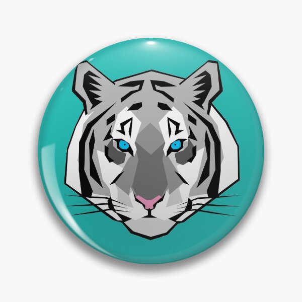 Item preview, White Tiger Geometric Art with Teal Background designed and sold by WildByNature.