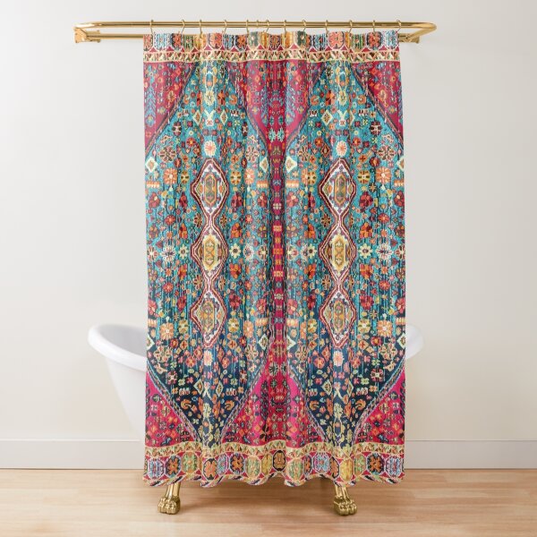 Oriental Colored Traditional Antique Moroccan Style Fabric Design Shower Curtain