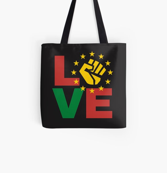 Love with yellow Black power fist All Over Print Tote Bag