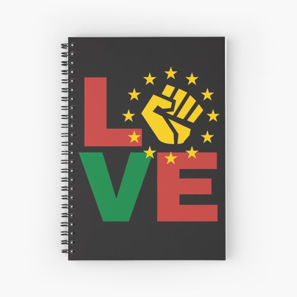 Love with yellow Black power fist Spiral Notebook