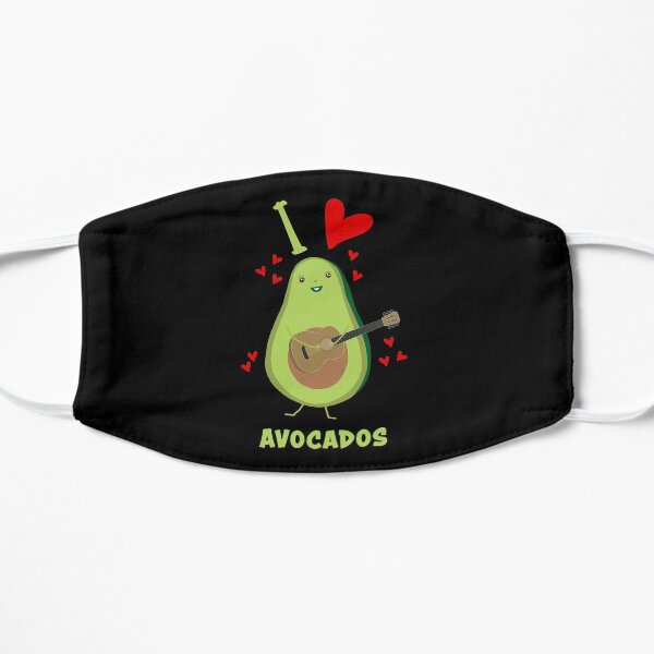 I Love Avocados With Hearts Avocado Playing Guitar Funny Mask