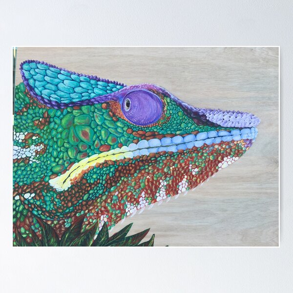 Selling Gecko, Mini Painting, Colorful, Whimsical, Pointillism, Dotilism