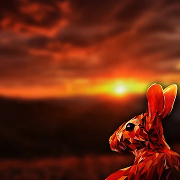 Artwork thumbnail, Polygon Rabbit Sunset by ElespectroJ