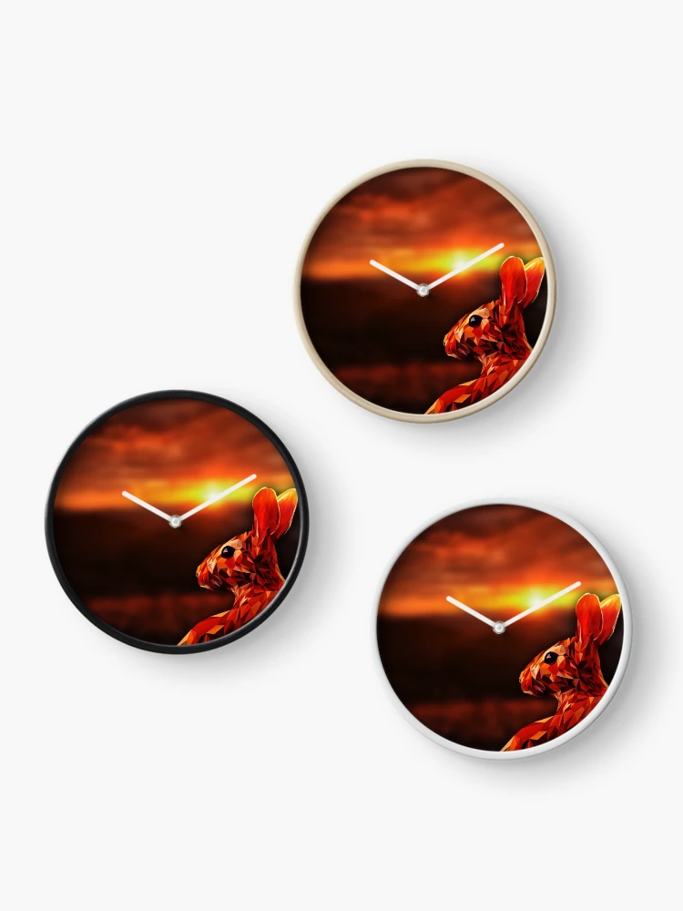 Thumbnail 3 of 4, Clock, Polygon Rabbit Sunset designed and sold by ElespectroJ.