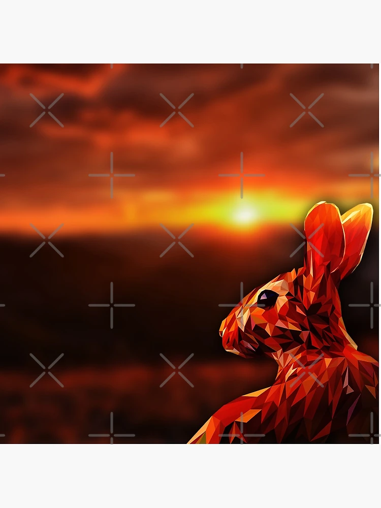 Thumbnail 4 of 4, Clock, Polygon Rabbit Sunset designed and sold by ElespectroJ.