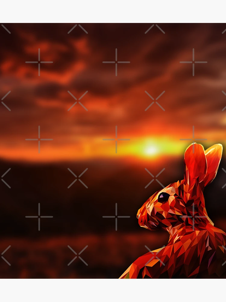 Thumbnail 3 of 3, Magnet, Polygon Rabbit Sunset designed and sold by ElespectroJ.