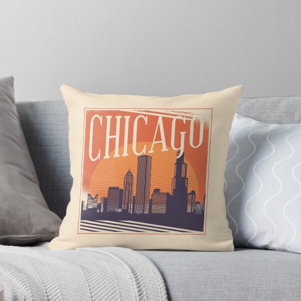 Item preview, Chicago City Skyline with Retro Sunset designed and sold by CoolSilhouettes.