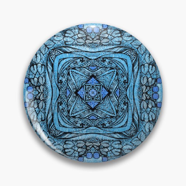 Item preview, blue garden patttern designed and sold by MandalaFlowerArt.
