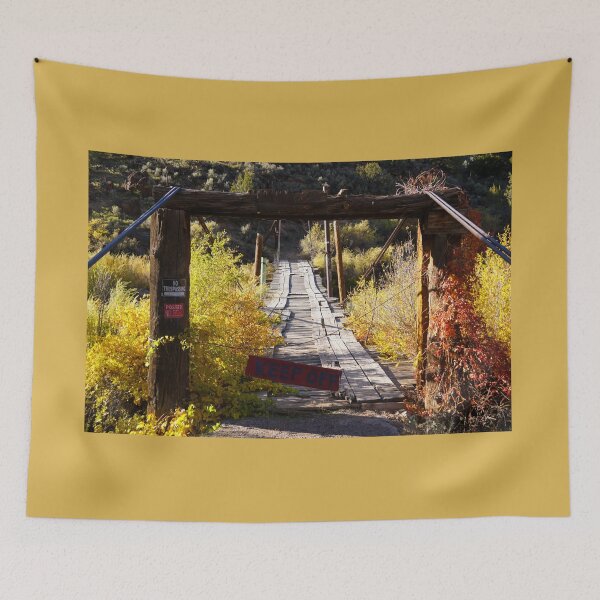 Item preview, An old bridge sits in the middle of Autumn Foliage designed and sold by MomentofPercep.