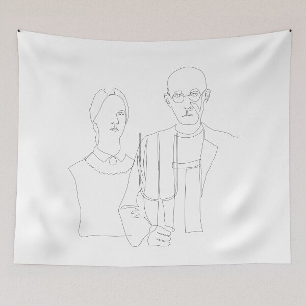 Item preview, American Gothic- Famous Art- Line Drawing designed and sold by melinarae.
