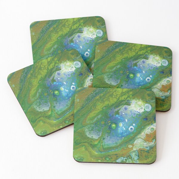 Item preview, Acrylic Pour in Green and Blue, Laughing Eyes designed and sold by Cleave.