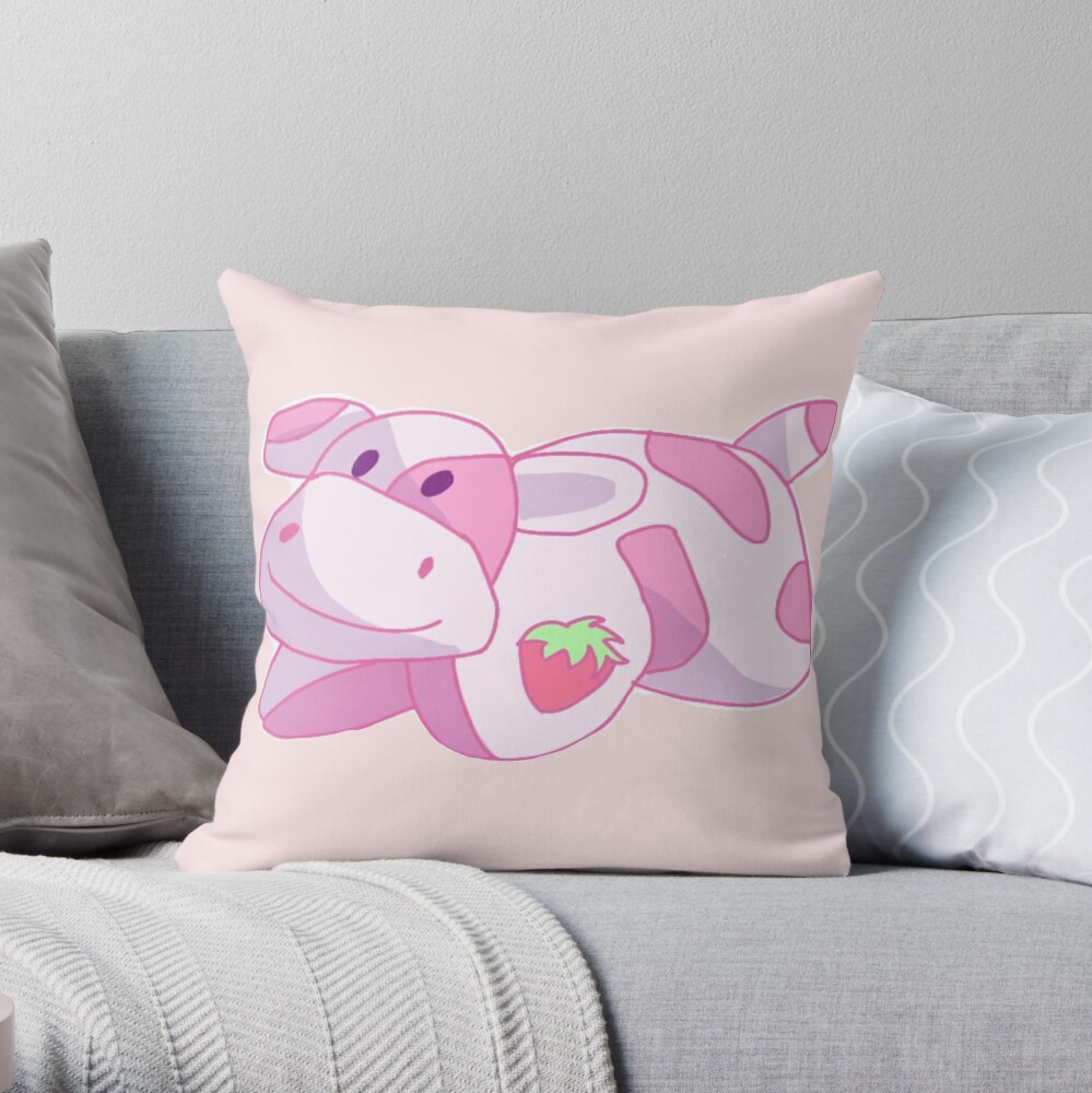 pink cow strawberry pillow pet