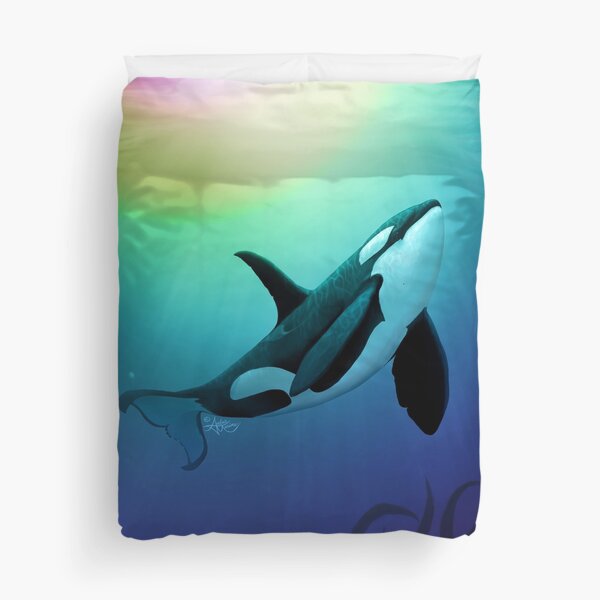 "The Dreamer Ascends" by artist Amber Marine ~ (Copyright 2015) ~ Orca Art / Killer Whale Digital Painting Duvet Cover