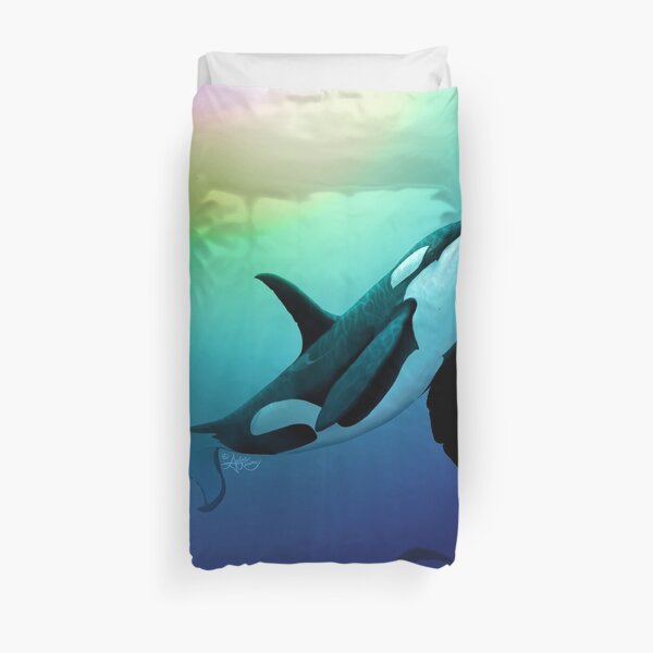 "The Dreamer Ascends" by artist Amber Marine ~ (Copyright 2015) ~ Orca Art / Killer Whale Digital Painting Duvet Cover
