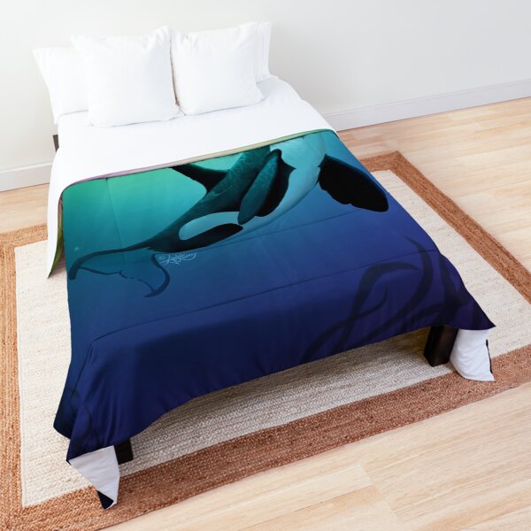 "The Dreamer Ascends" by artist Amber Marine ~ (Copyright 2015) ~ Orca Art / Killer Whale Digital Painting Comforter