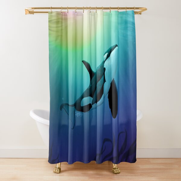 "The Dreamer Ascends" by artist Amber Marine ~ (Copyright 2015) ~ Orca Art / Killer Whale Digital Painting Shower Curtain