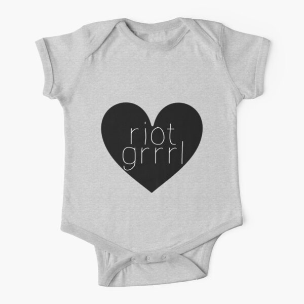 Riot Grrrl - White Text Short Sleeve Baby One-Piece